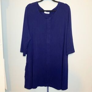 Bryn Walker Josie Ruched Front Blue Tunic Sz 1X
